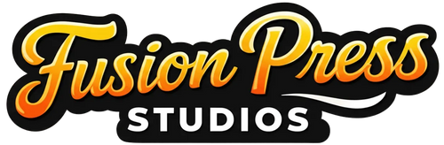 Fusion Press Studios logo with orange and black text on a white background